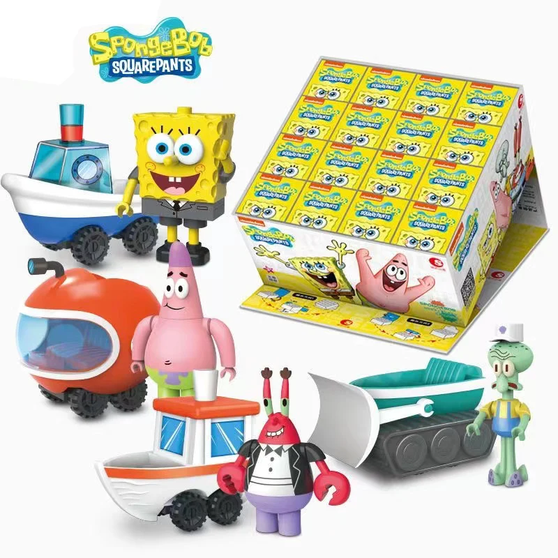 

4pcs SpongeBob SquarePants Cartoon Character Driver's License Training Class Doll Decoration Patrick Star Children's Toy Gift