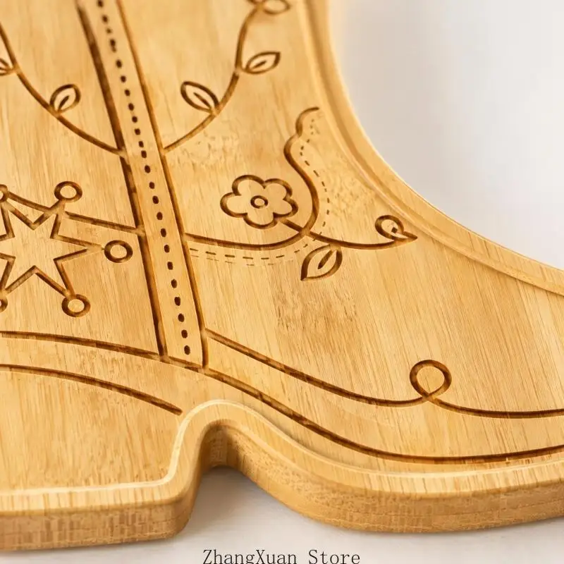 Boot-Serviertabletts aus Naturholz mit Westernmotiven für Partys 3XUF – Detail 5