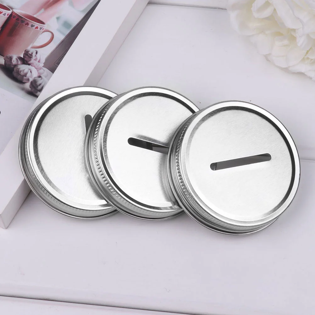 15pcs Mason Piggy Bank Lid Coin Bank Mason Jar Lid Glass Bottle With Lid Tinplate Piggy Bank Metal Coins Coin Bank Lid Insert Ac