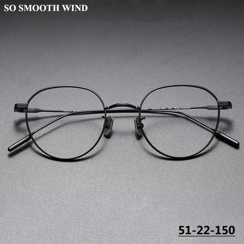

Japanese Handmade Titanium Eyeglasses Ultralight Round Glasses Frame Men Vintage Oval Circle Eyewear Women Blue Light Spectacles