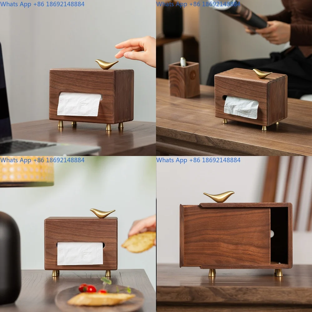 

Luxury Walnut Tissue Box for Living Room Coffee Table Home Napkin Storage Organizer