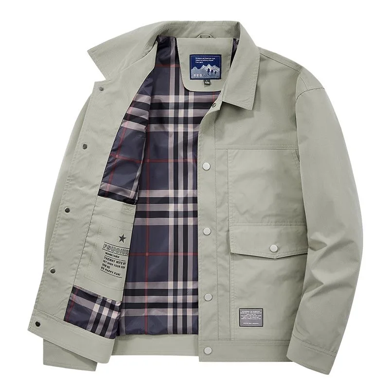 

Autumn and Spring Fashion Solid Color Outdoor Sports Workwear Jacket Men's Loose Comfortable Plus Size High Quality Outerwear