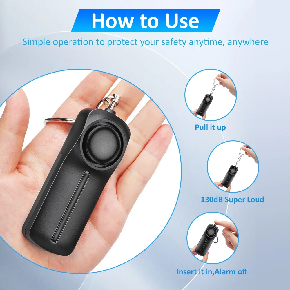 Women Anti Attack Emergency Alarm 130dB Self Defense Alarm Portable Personal Safety Alarm with Keychain for Kids Girls