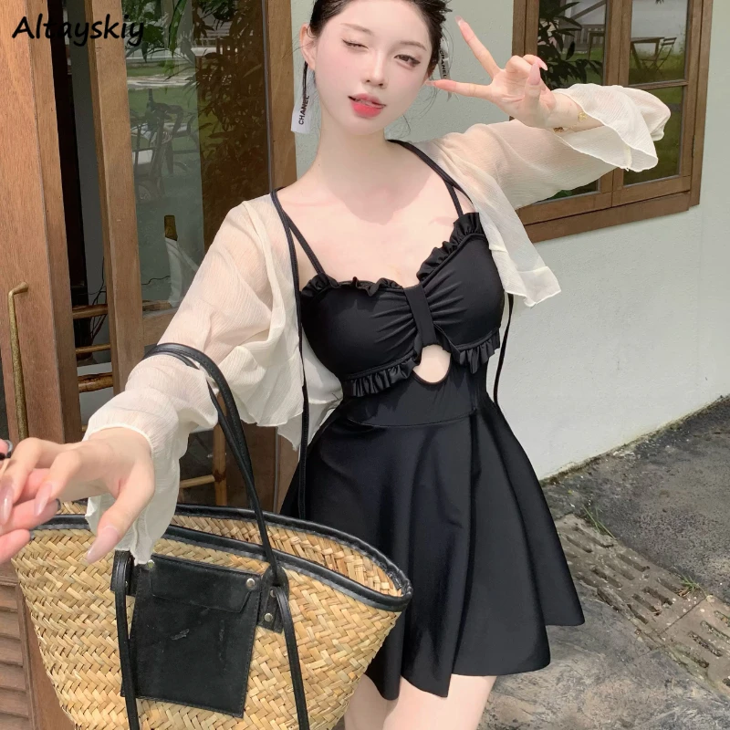 Sexy Beach Cover Up Women Summer All-match Sunscreen Design Ulzzang Seductive Tender Hollow Out Vintage Trendy Holiday Swimwear