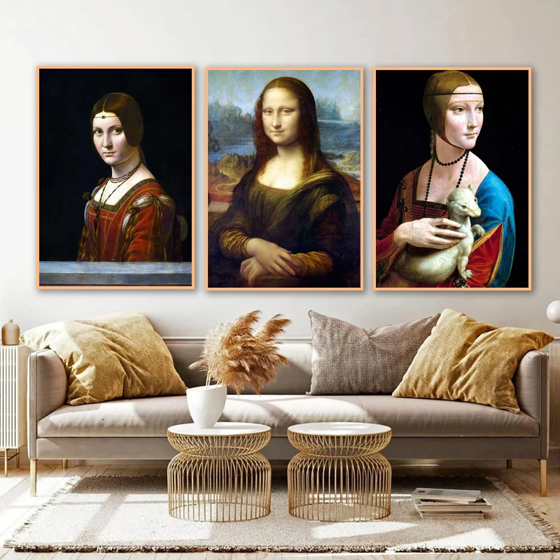 1pc Frameless Canvas Painting Famous Leonardo Da Vinci Artwork Mona Lisa Salvator Mundi Canvas Painting And Print Poster Wall Ar