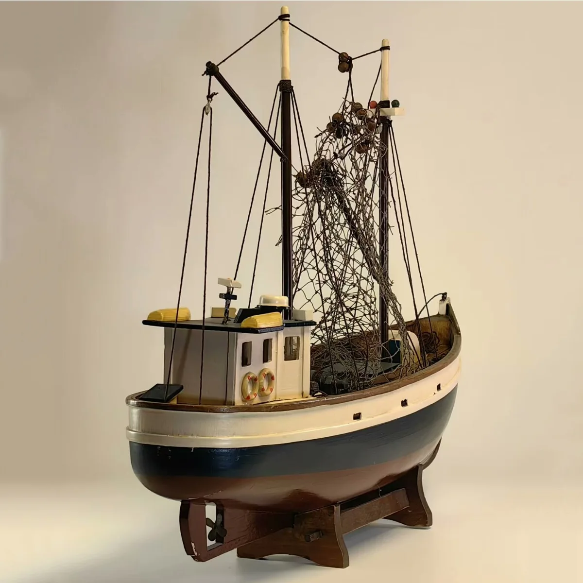 45cm retro antigo design barco de pesca modelo artesanal estrutura de madeira barco de pesca modelo rtr menino brinquedo presente ornamentos