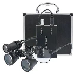 2.5X/3.5X Binocular Dental Loupes Magnifier Lab Dentistry ENT Surgery Glasses Lupa with Medical Headlight Metal Box f Operation