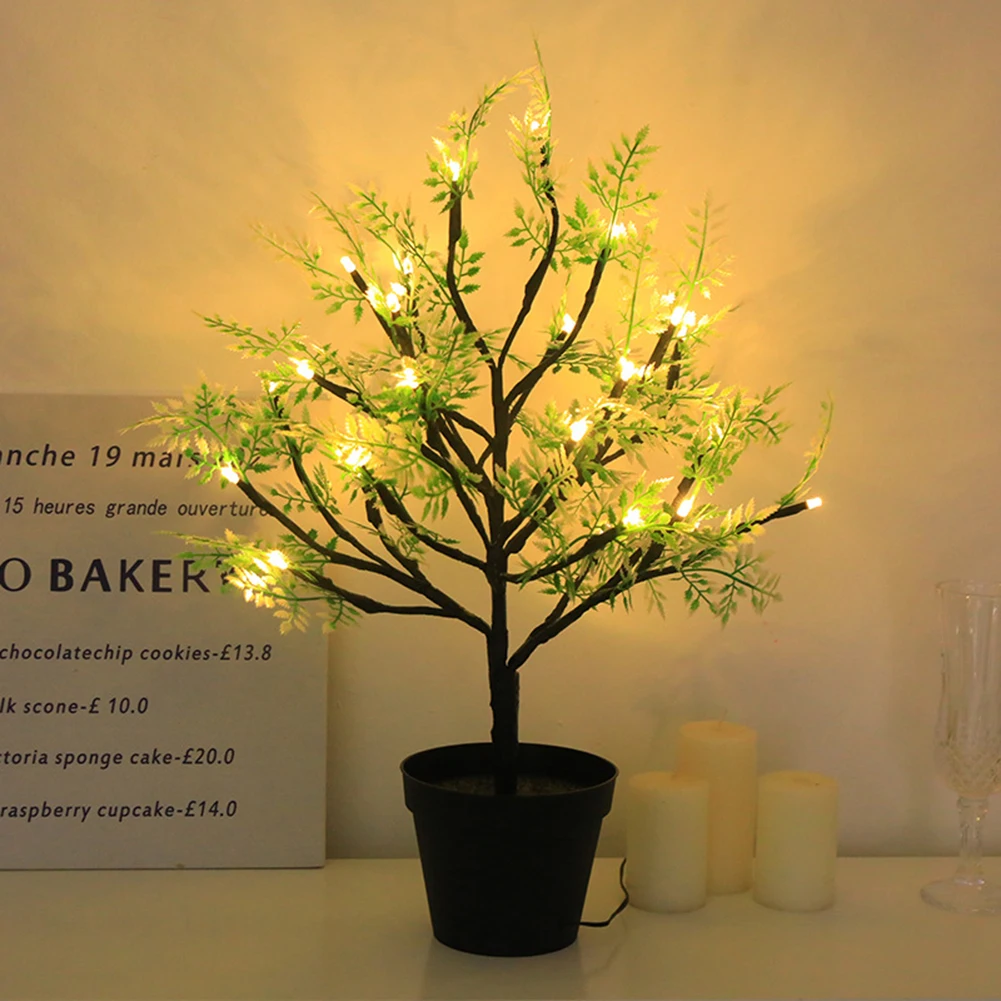 Lighted Trees For Indoor Decor 5V 24LED Tabletop Tree Lamp Centerpieces USB Plug-in Artificial Tree Lights For Wedding Christmas