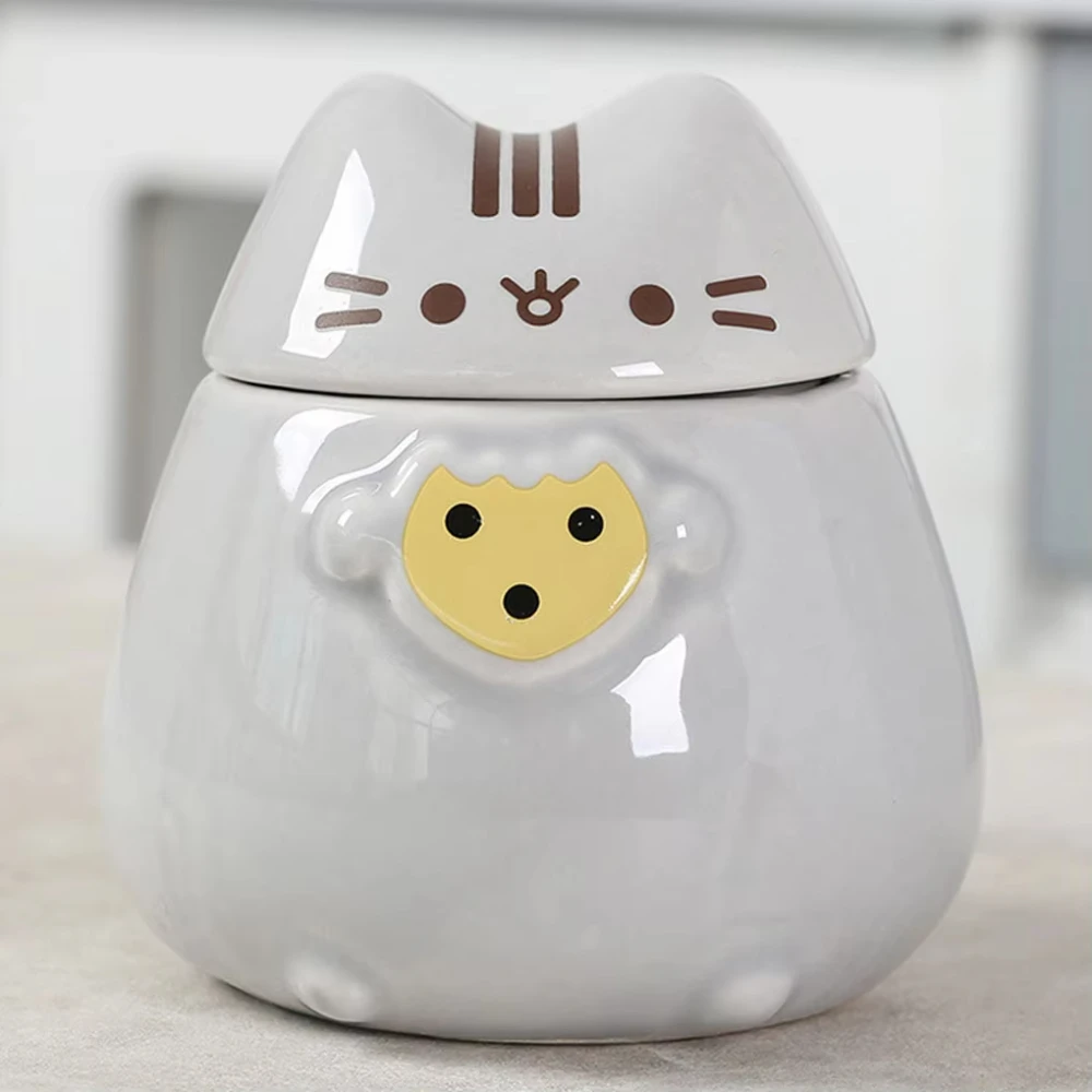 

301-400ml Cartoon Cute Ceramic Pet Cat Leak-proof Lid Milk Mugs Lucky Water Cup Coffee Cups Juice Cup With Lids for home