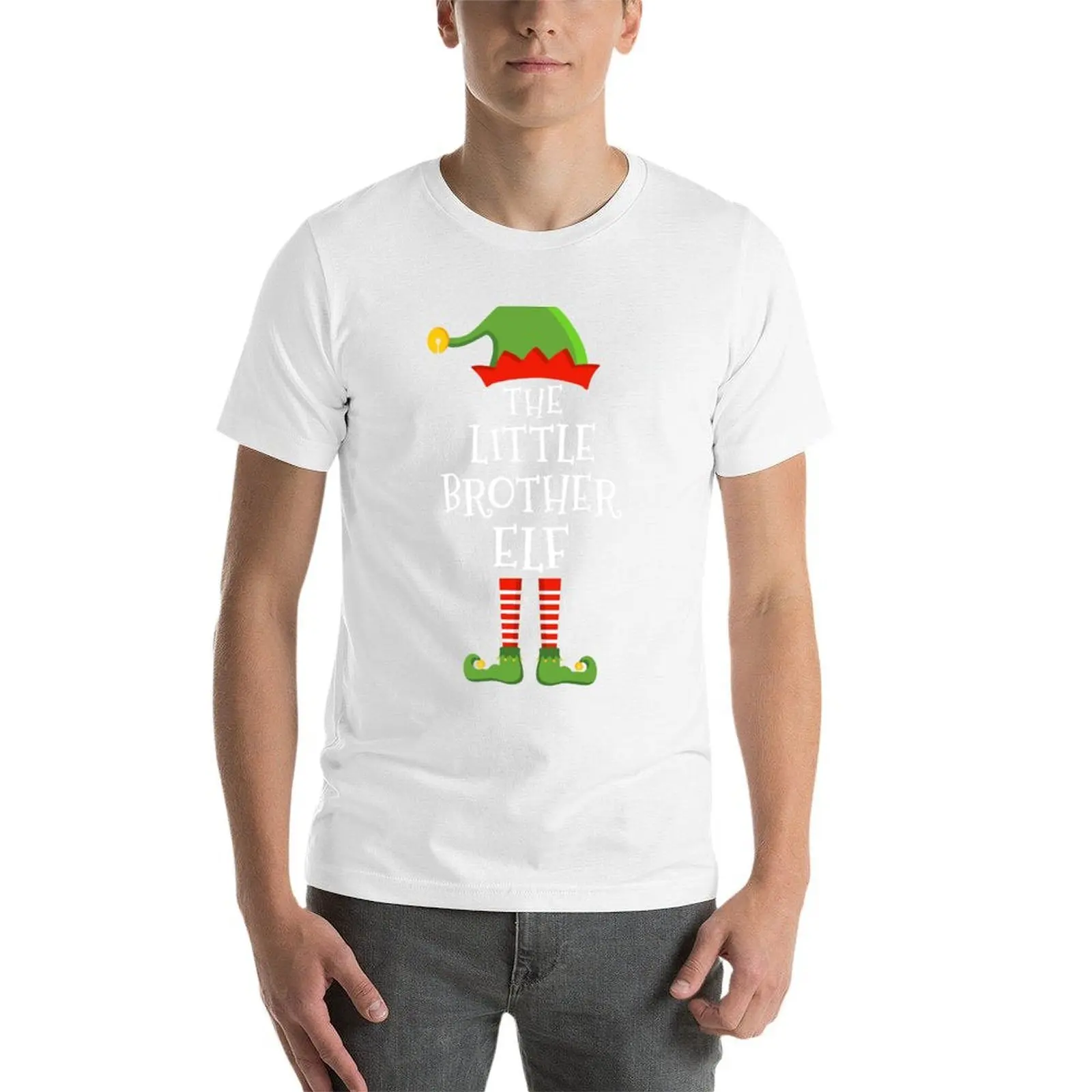 Elfo pequeño hermano divertido pijama familiar a juego de Navidad, camisetas para hombre, Camiseta de algodón para hombre, Camiseta de algodón 100%