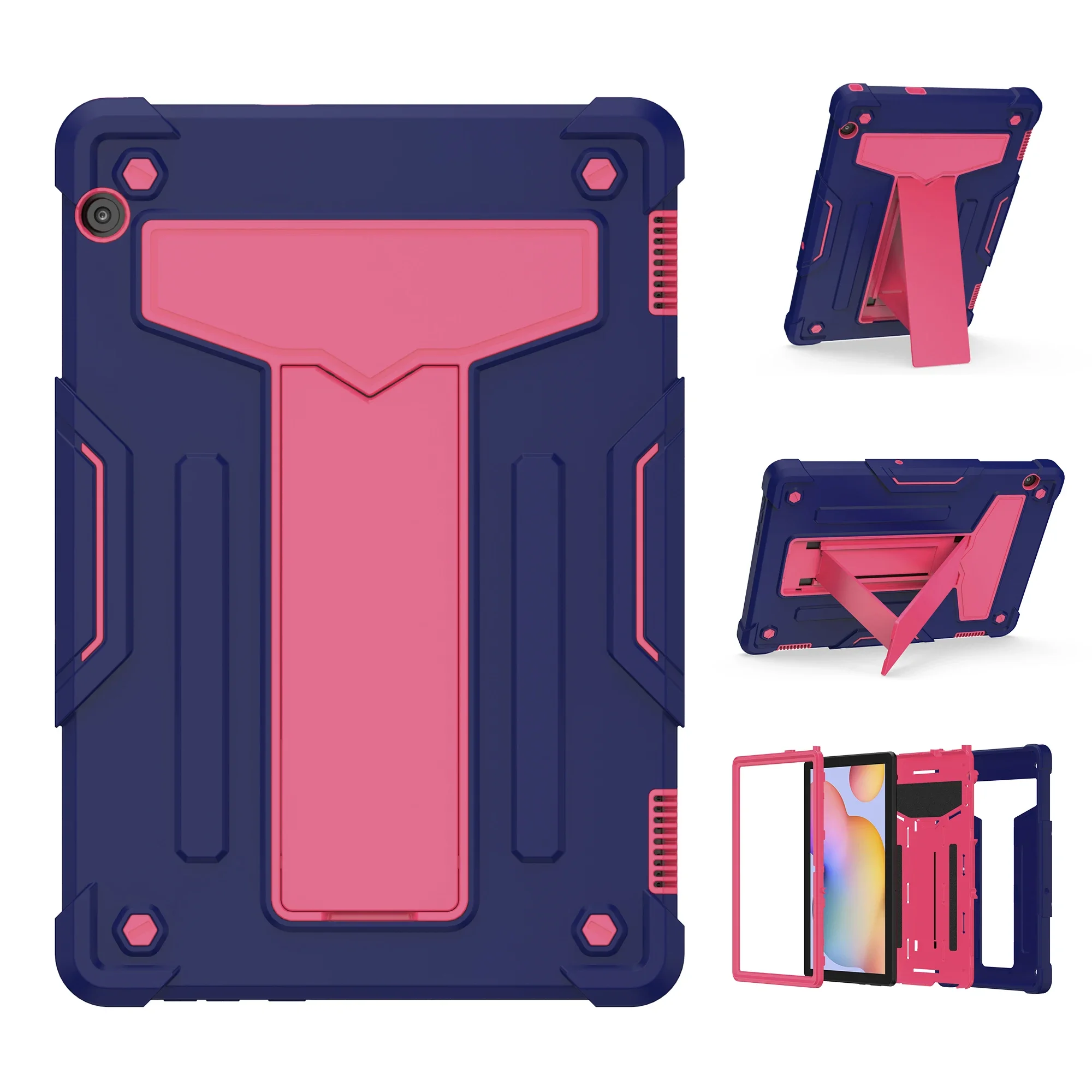 Dla Huawei MediaPad T5 10.1 Armor Case T10 9.7 T10S 10.1 MatePad T8 8.0 2020 Heavy Duty TPU + PC Hard Stand Shockproof Cover
