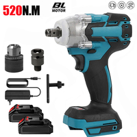 1/2 inch 520NM Brushless Wrench Electric Impact Wrench Power Tools Compatible Wrench with Toolbox Set For Makita 18V Battery Pin