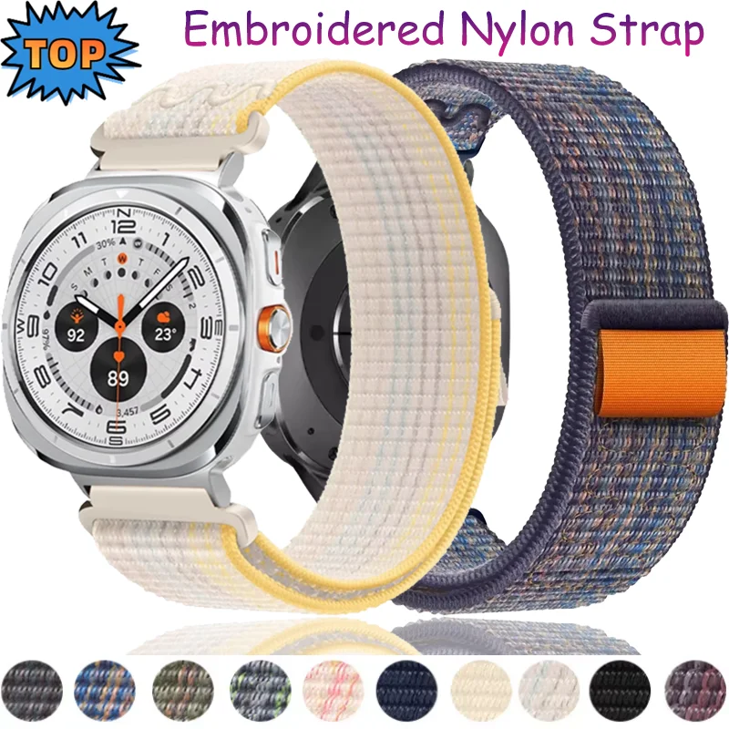 Нейлоновый ремешок с вышивкой для Samsung Galaxy Watch 8 Ultra 47 мм, спортивный дышащий удобный браслет Galaxy Watch 7 Ultra Correa
