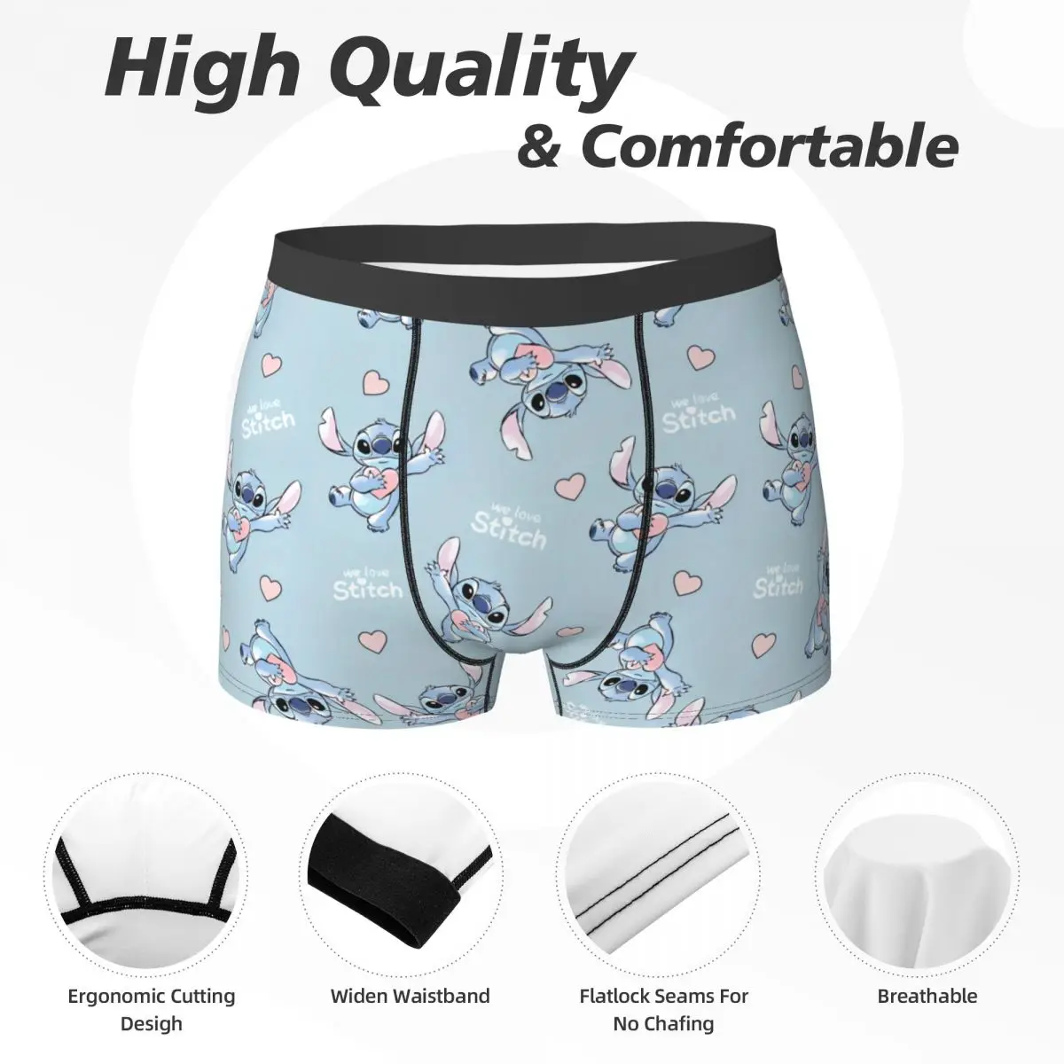 MINISO Stitch Boxer Brief мультфильм Kawaii нижнее белье Лидер продаж мужские мягкие трендовые боксеры с принтом трусики большого размера