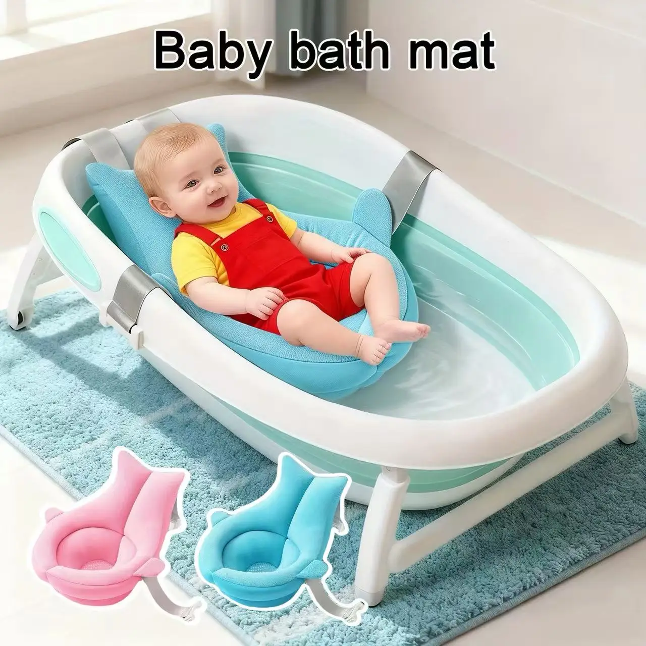 

1 Piece, Whale-Shaped Baby Floating Bath Mat, Ergonomic Design, Non-Slip Breathable Eps Filling, Newborn Bathing Essential, Suitable for Most Bathtubs, No Need for Support or Washable Pads