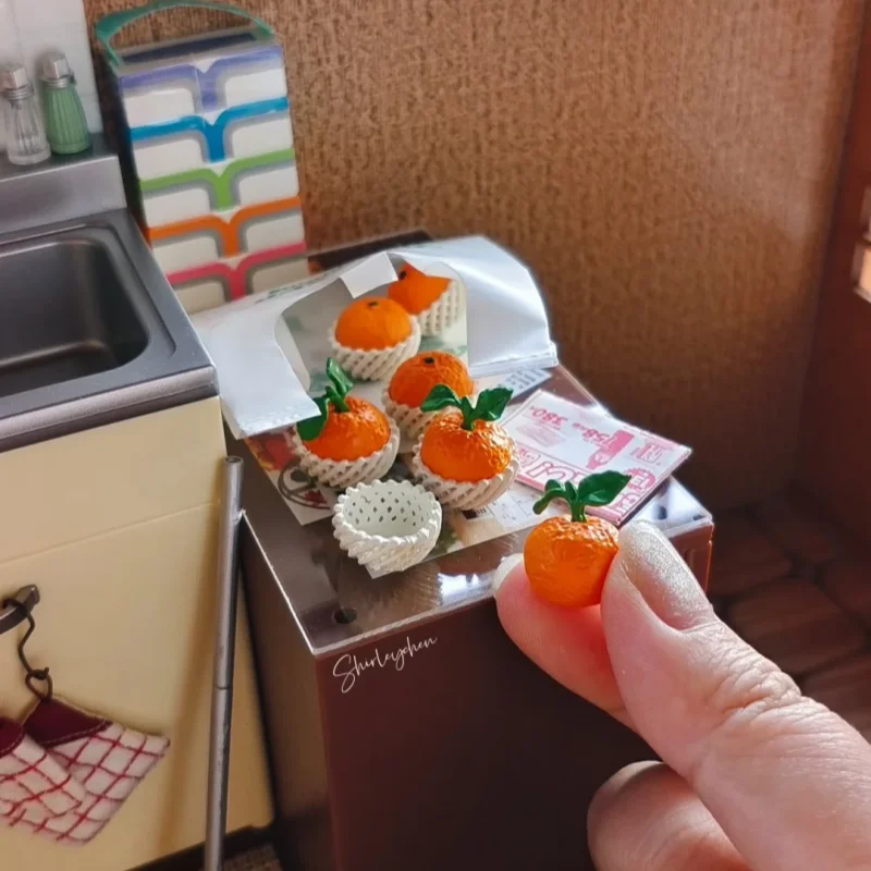 Mini Model Poppenhuis Meubels Accessoires Miniatuur Oranje Fruit Netto Zak Bjd Ob11 Gsc Blyth Soldaat Lol Scène Schieten Rekwisieten