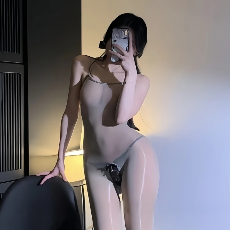 الاباحية الجنس مفتوحة المنشعب كامل الجسم جوارب لملهى ليلي تأثيري ألعاب 8D النفط لامعة حبال شفافة ارتداءها المرأة مثير الملابس الداخلية