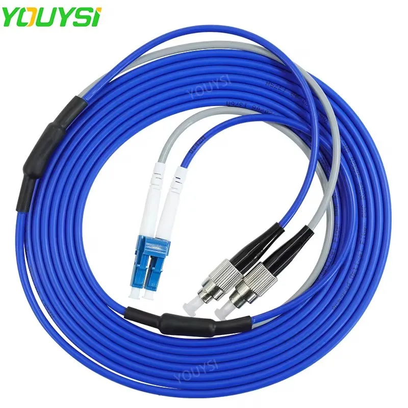 YOUYSI LC/UPC-FC/UPC Singlemode Armored Patch Cord 2 cores 3M-30M SM PVC Jacket SC LC FC fiber Optical Fiber Jumper Cable