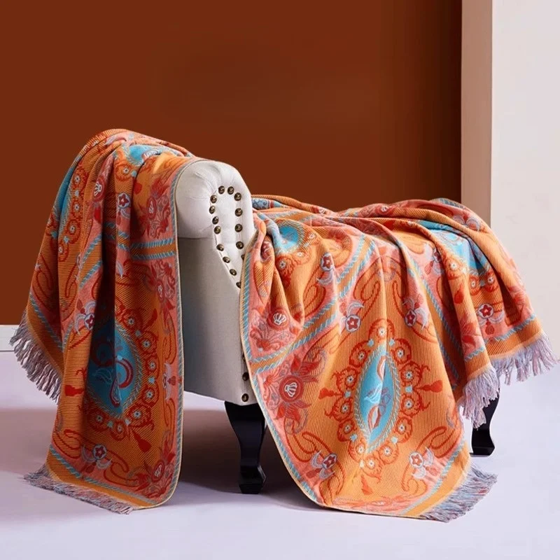 

Luxury First Class Aviation Cotton Knitted Pink Plaid Blanket - Fluffy Soft Sofa Throw, Office Nap & Summer AC Home Blanket