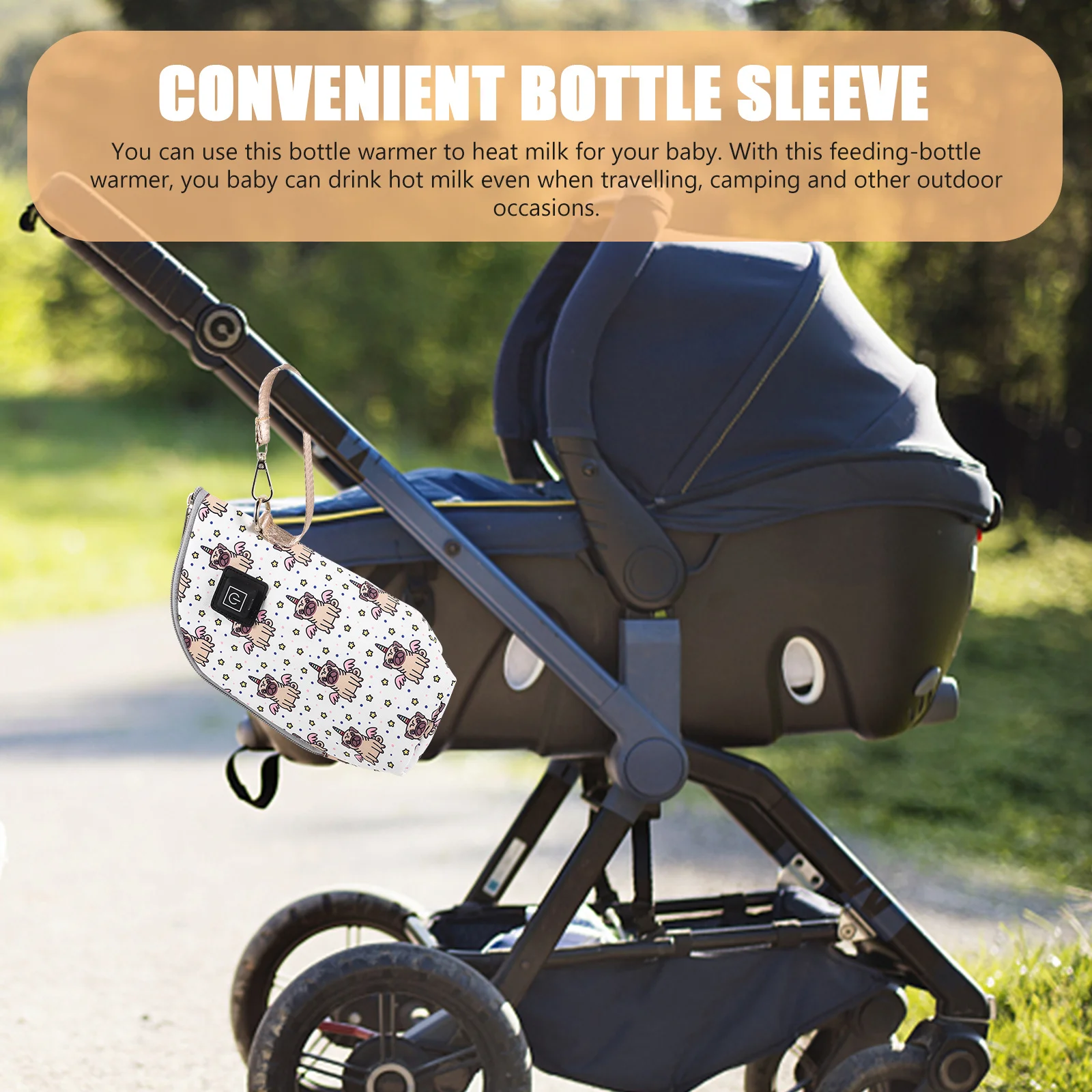 Melkverwarmer Draagbare USB-babyflesverwarmer 3 temperatuurmodi Compacte flesafdekking voor reizen naar huis Auto buitengebruik