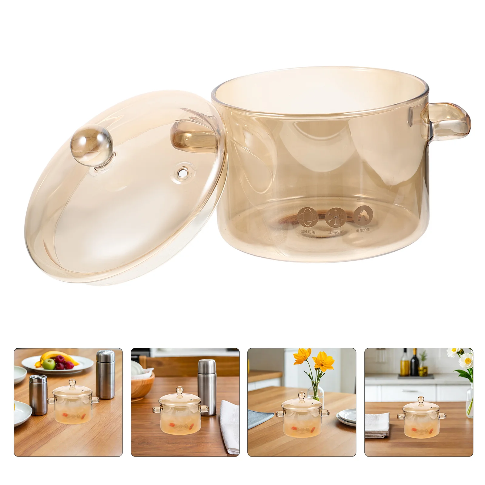 

1300Ml Clear Simmer Pot for Stove High Temperature Resistant Glass Cooking Pot with Lid Multifunctional Stockpot for Baby Food