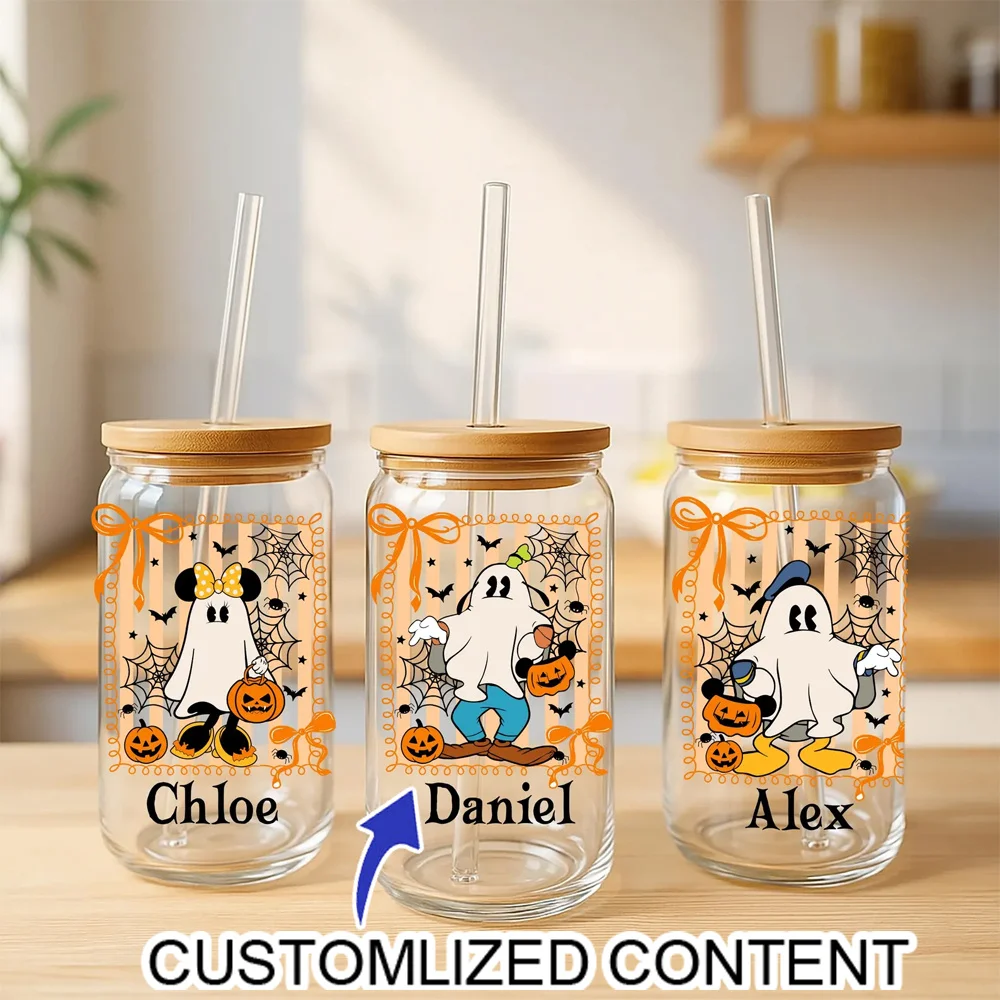 Customize Halloween Gifts and Cute Glass Straw Cups, Suitable for Families and Parties,A Holiday Gift That Everyone Loves,