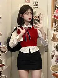 Conjunto de uniforme escolar de estilo coreano japonés para niña, ropa de diario de moda Sexy, uniforme universitario Jk, ropa de estilo universitario