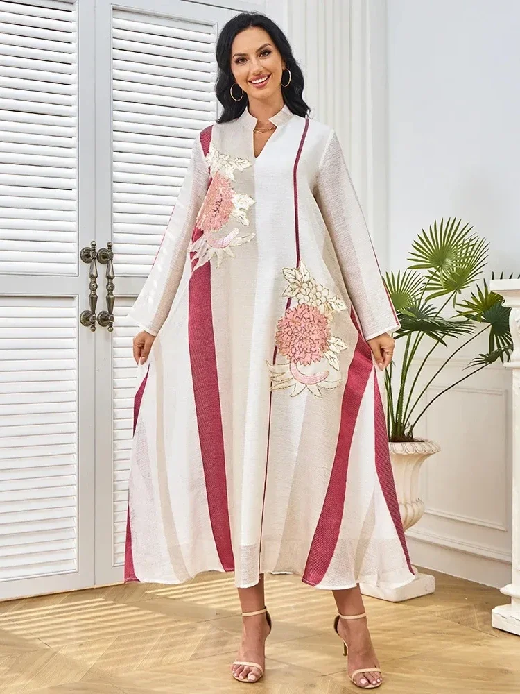 Ramadan Abaya for Women Party Dresses Jalabiya Embroidery Sequins Abayas Morocco Long Robe Dubai Kaftan Eid Muslim Vestidos