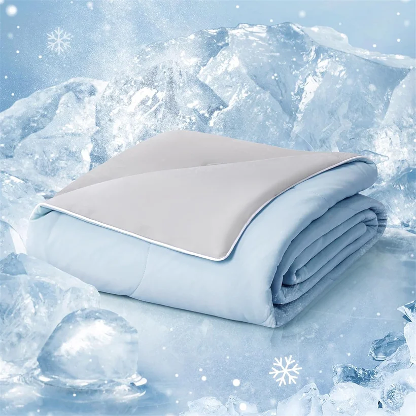 Smooth Silk Cooling Blanket Lightweight Breathable Cooling Comforter Luxury Throws Blanket with Double Side Cold Cooled Fabric