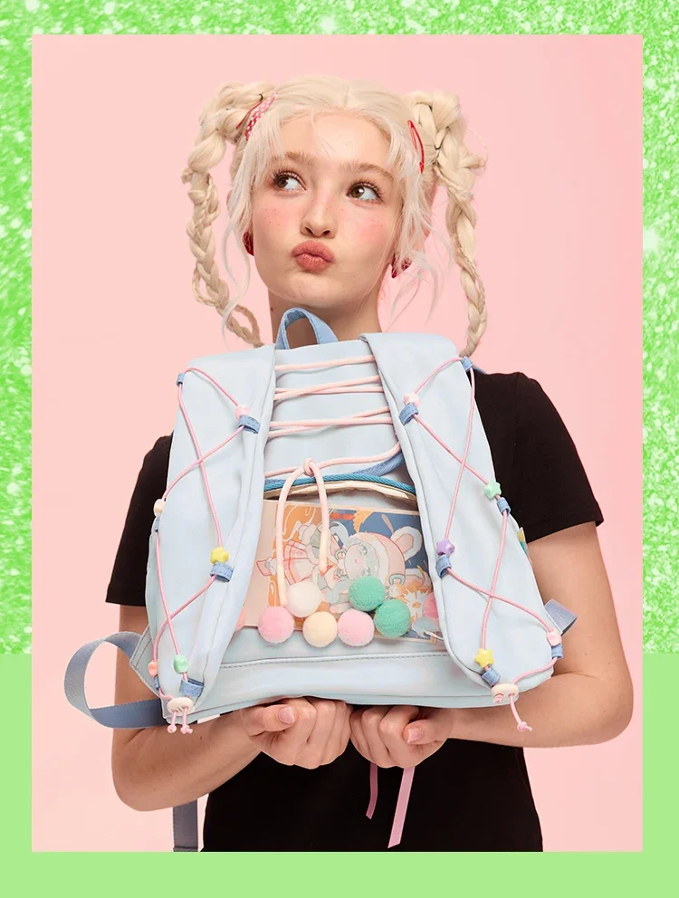 Cute Sweet Blue Backpack Schoolbag Fashion Itabag Japanes Large Capacity Shoulder Bag Bolso