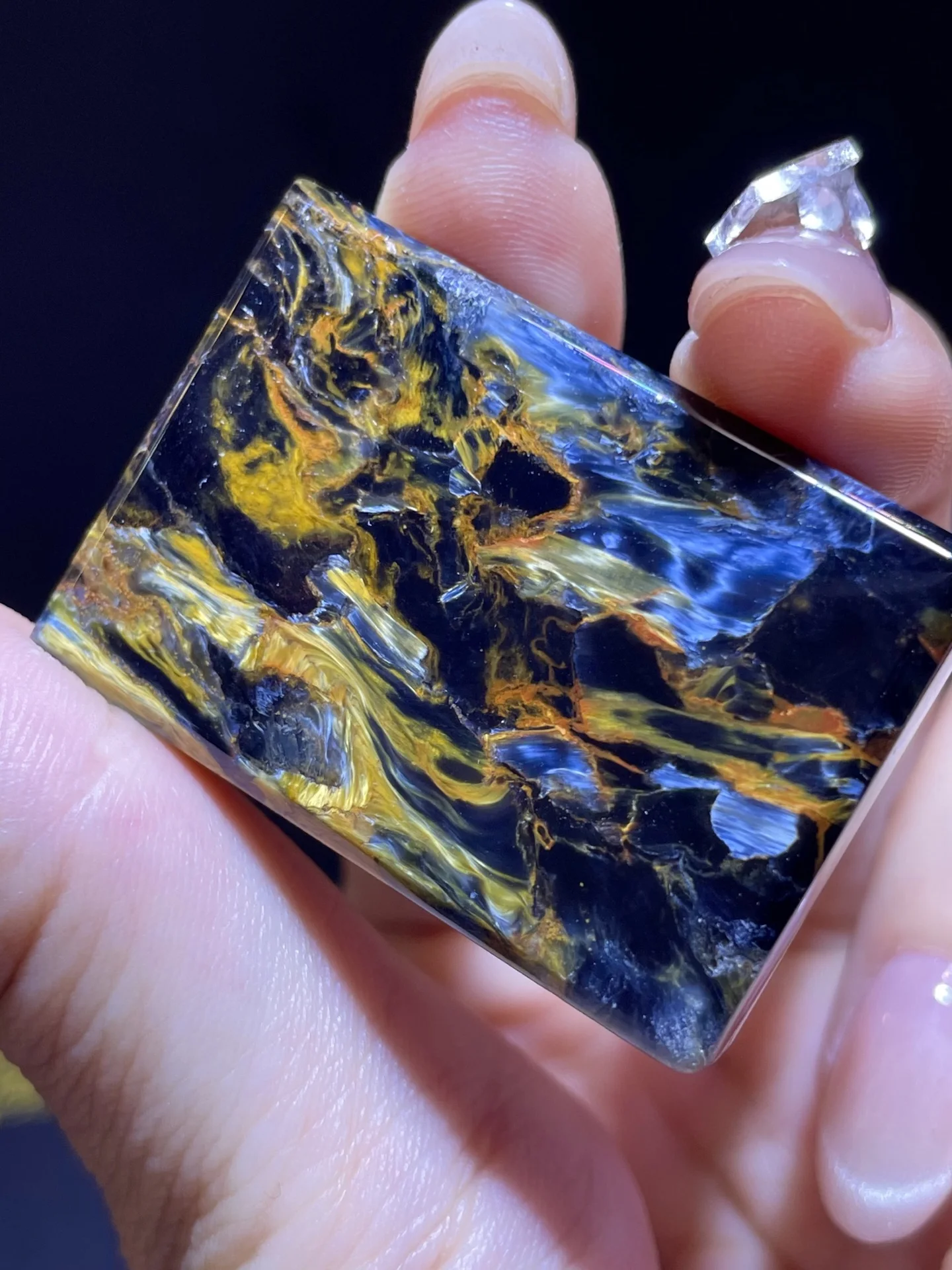 

Натуральный синий желтый питерсит прямоугольный кулон 40,2/27,9/7,7 мм для женщин и мужчин ожерелье из питерсита Намибия ювелирные изделия AAAAAA