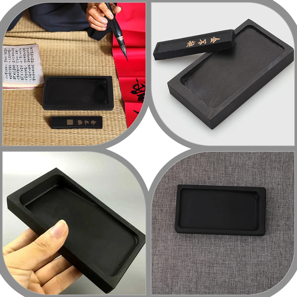 

1 Set Traditional Inkstone With Stick High-Quality Durable Calligraphy Tool Rectangular Container For Writing Painting Chinese