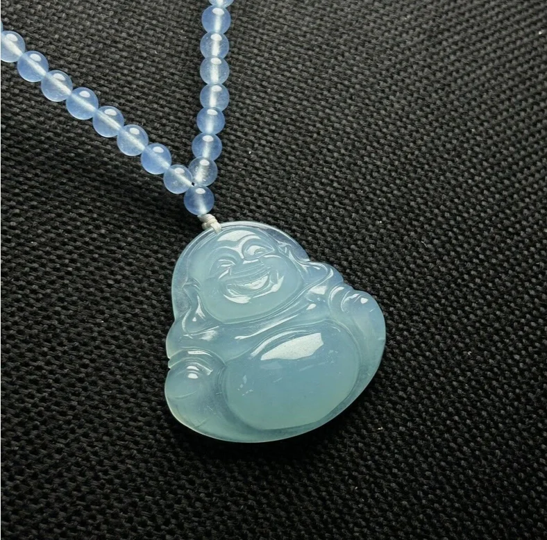 Certified Natural AAA Ice Green Jade Jadeite Carved Buddha Pendant&Necklaces the Buddha