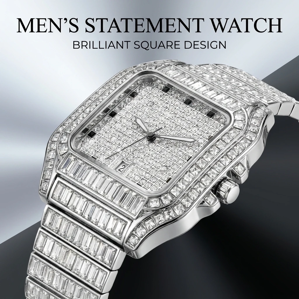 Men's Quartz Geometry Watch, Strip Strap, High Street Trend Style