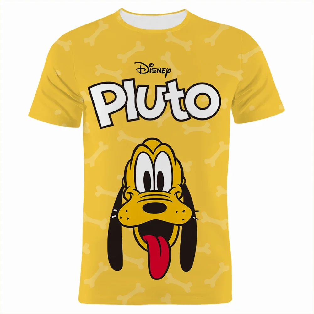 Disney Boys Girls T-shirts Goofy T-shirts 3D Printing Summer Short Sleeve New Fashion Men's T-shirts MINISO Men's Clothing