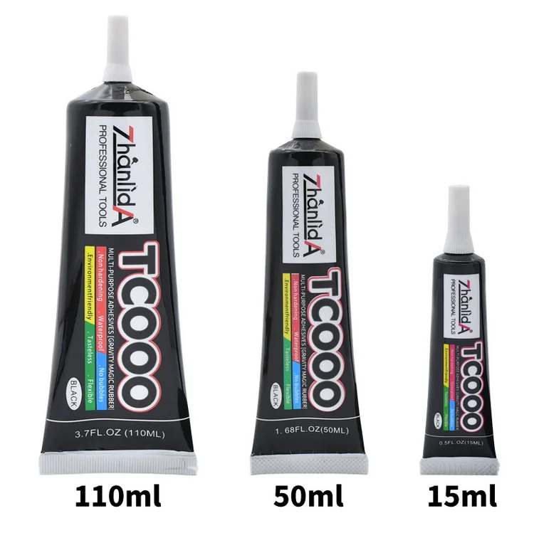 Zhanlida TCOOO  Glue Black Soft Transparent Needle Type Outlet Strong Viscosity 15/50/110ml  for Phone Repair TCOOO Black Glue