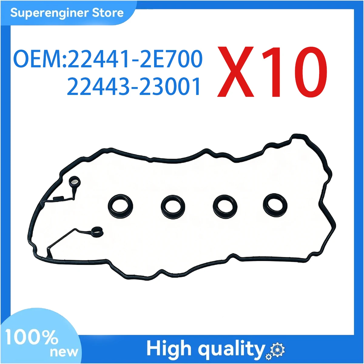 

10X SET 22441-2E700 & 22443-23001 Valve Cover Gasket Fit for 2017-2022 Elantra Kona Veloster Forte Seltos Soul 2.0