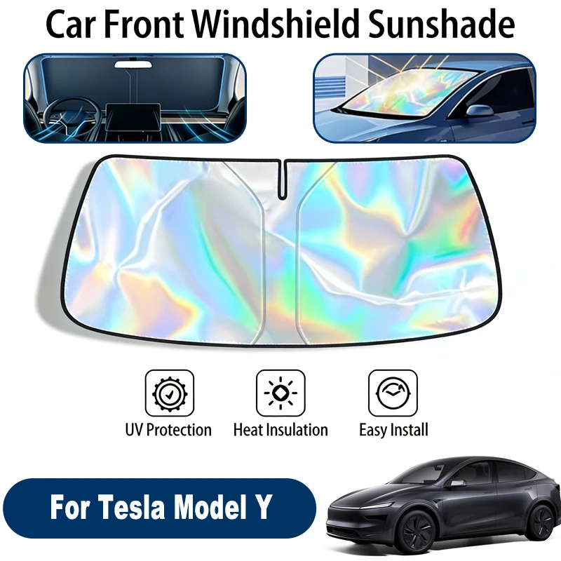 

Windshield Sun Shade For Tesla Model Y Foldable UV Reflective Front Window Sun Protection Cover Accessories