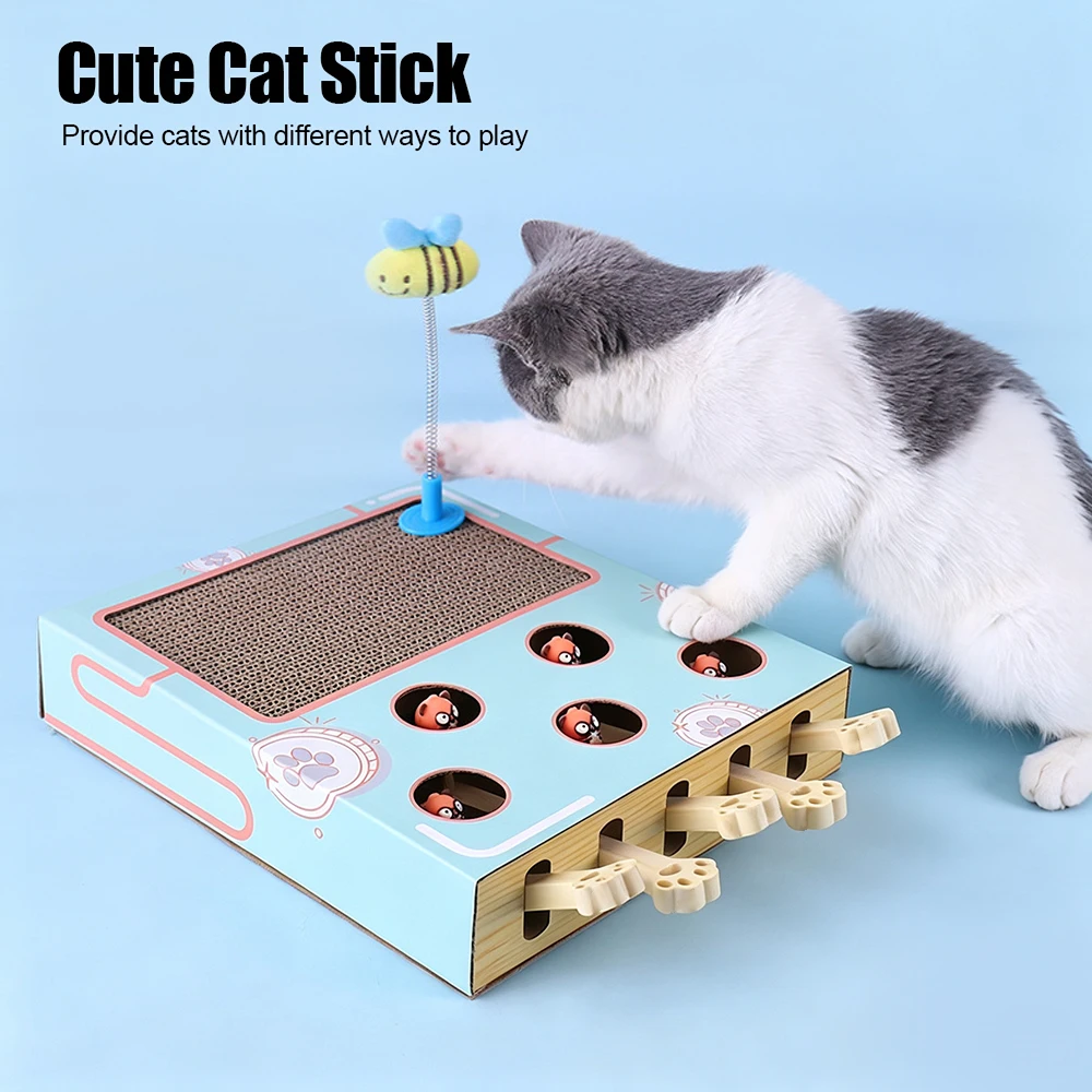 Cat Hit Gophers With Scratcher Cat Toy Chase Hunt Mouse 3 in 1 Cat Game Box Funny Cat Stick Maze Interactive Educational