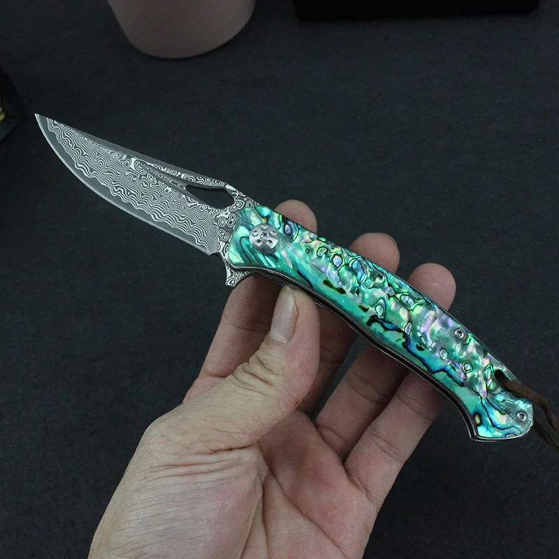 

Free shipping high-end Damascus steel bladeThree types of handles outdoor Camping for survival EDC tool folding knife