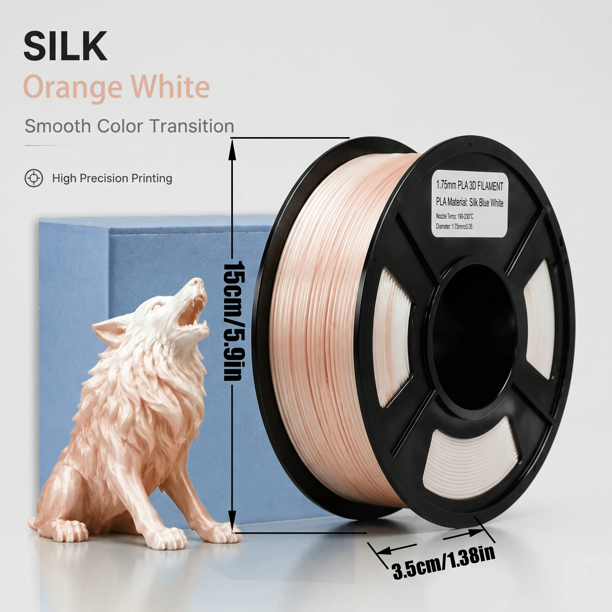Silk PLA 3D Printer Filament 250g 1.75mm Cheese White Green‑White Gradient Shiny 3D Printing Material For FDM 3D Printers