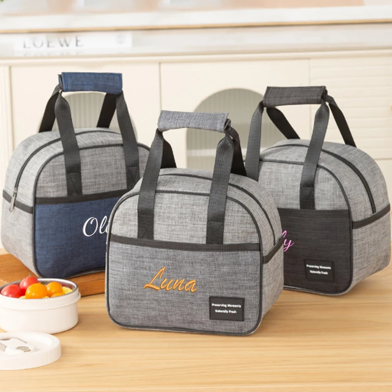Embroidery Customization / Standard Version Women's Handbag Color-Blocking Lunch Box Bag Reinforced Handle Strap Home Travel Commute Outdoor Camping Picnic Lunch Bag Large Capacity Storage Bag Practical Gift for Friends