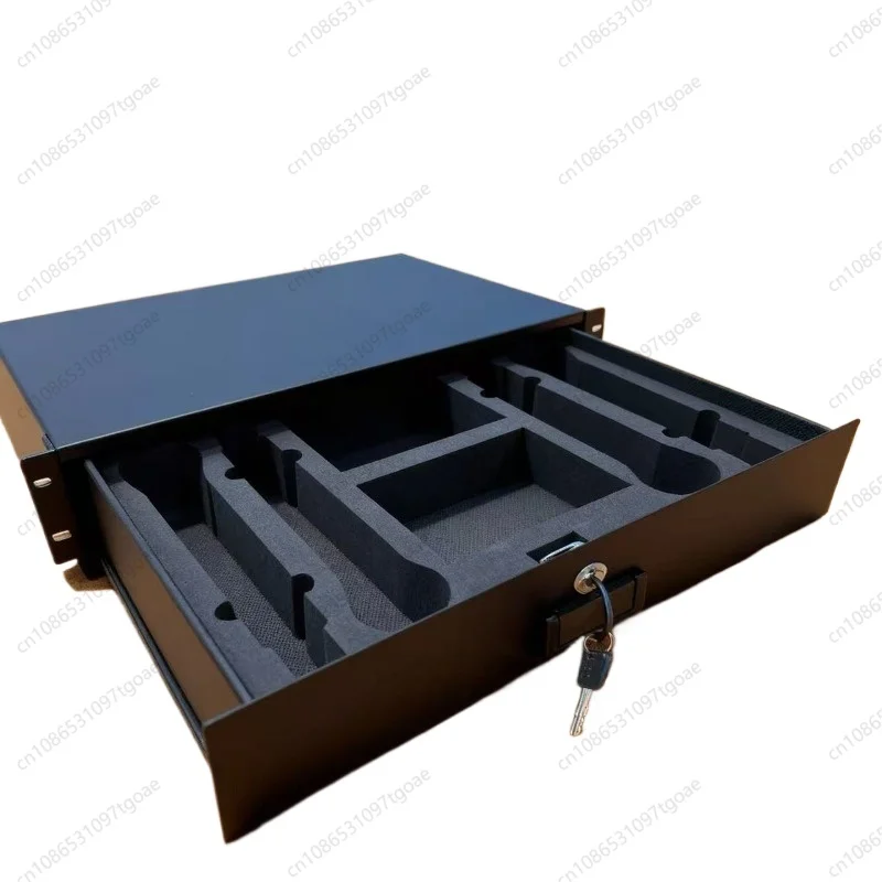 Microphone box 2U drawer, microphone drawer, cabinet drawer, with lock and microphone protection cotton