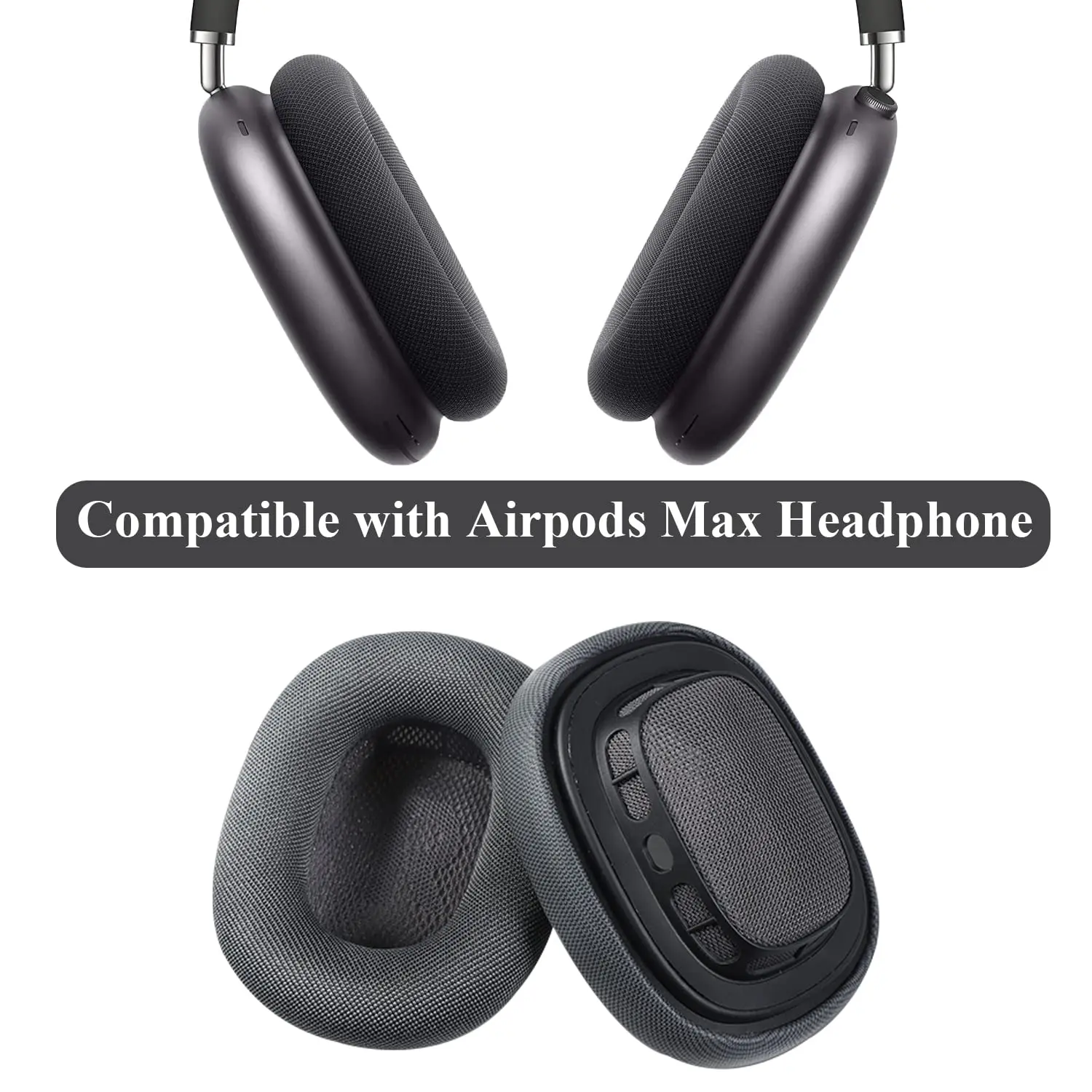 Replacement Ear Pads for AirPods Max Headphone Breathable Mesh Fabric Earpads Covers with Magnet Ear Pads Repair Part(Dark Grey) image 4