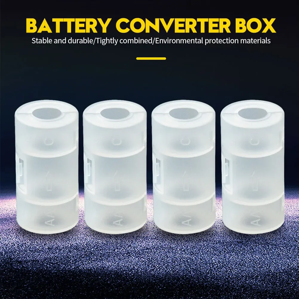 2/4Pcs Transparent AA to C Battery Adaptor Holder Case Converter Switcher LR06 AA to C LR14 Size Battery Storage Box 5*2.6cm