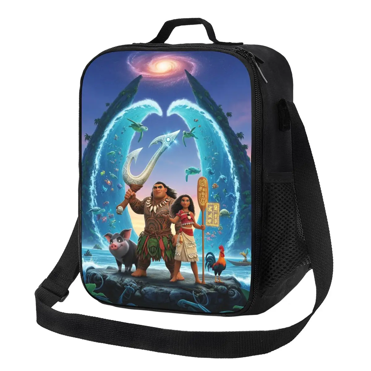 Custom Comedy Adventure Movies Moana Insulated Lunch Bags for Women Resuable Cooler Thermal Food Bento Box School