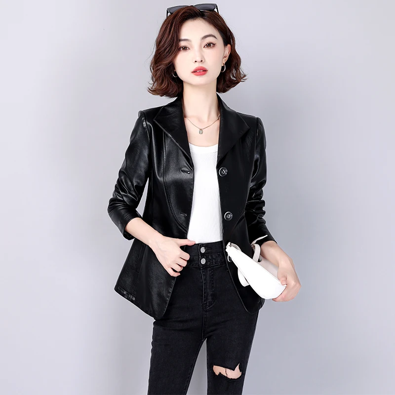 KMETRAM Natural Sheepskin Leather Jacket for Women Motocycle Short Coats Spring Autumn Retro Women's Jackets Chamarra Mujer