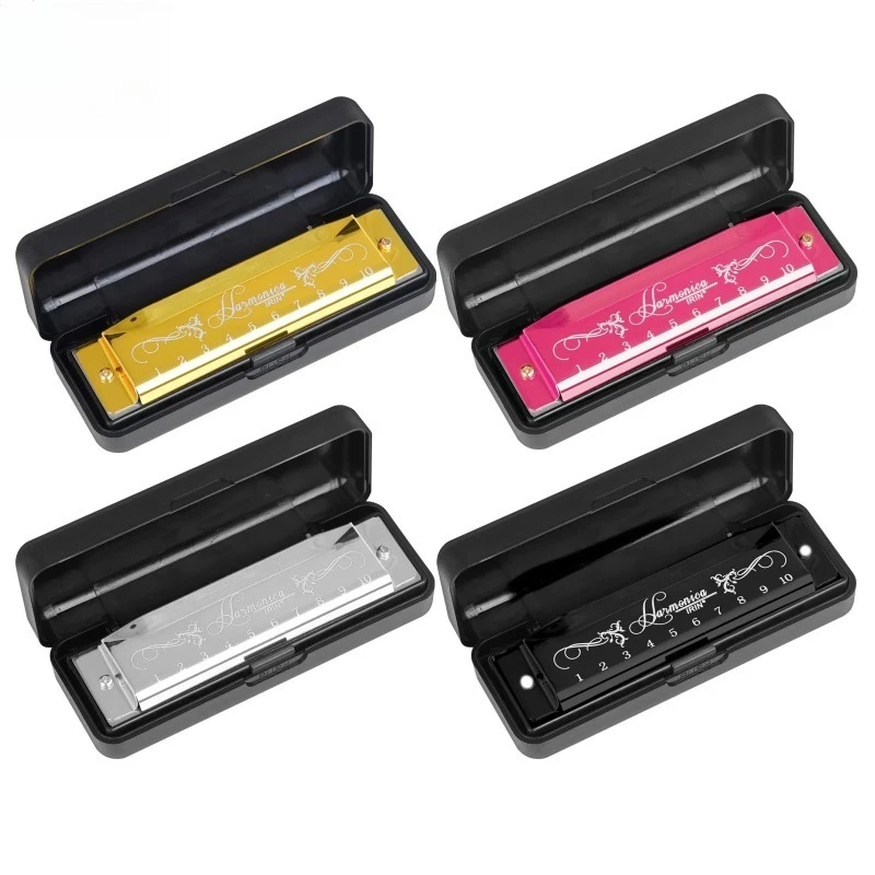 Armónica Profesional de 10 Orificios y 10 Tonos en Color C con Estuche, Regalo de Navidad para Principiantes
