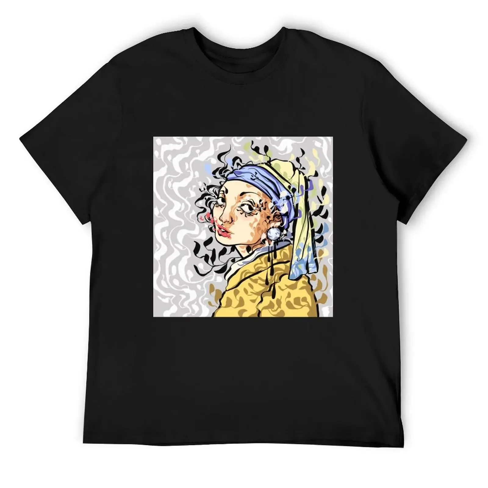 

Girl With a Pearl Earring T-Shirt blue archive street wear heavyweights T-shirts for men cotton