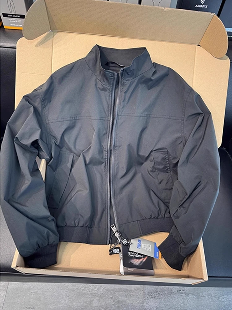 

Мужская осенняя куртка-бомбер в американском стиле с воротником-стойкой, износостойкая, мягкая, для работы, модная, бейсбольная куртка, верхняя одежда